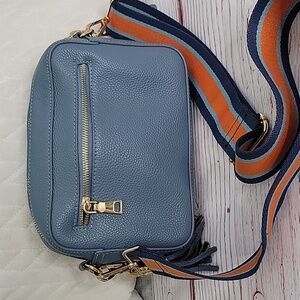 Blue Leather Crossbody Bag